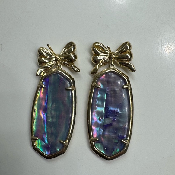 Stunning Authentic KENDRA SCOTT Gold and Iridescent Earrings - Picture 4 of 5